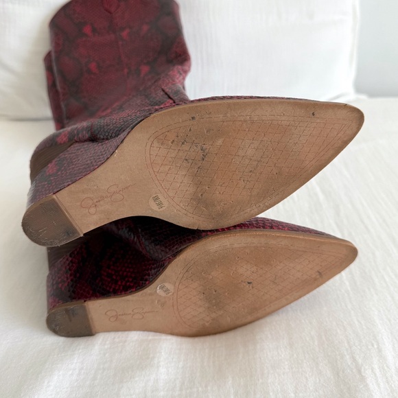 Jessica Simpson Red Snakeskin Knee High Wedge Boots - Picture 7 of 10